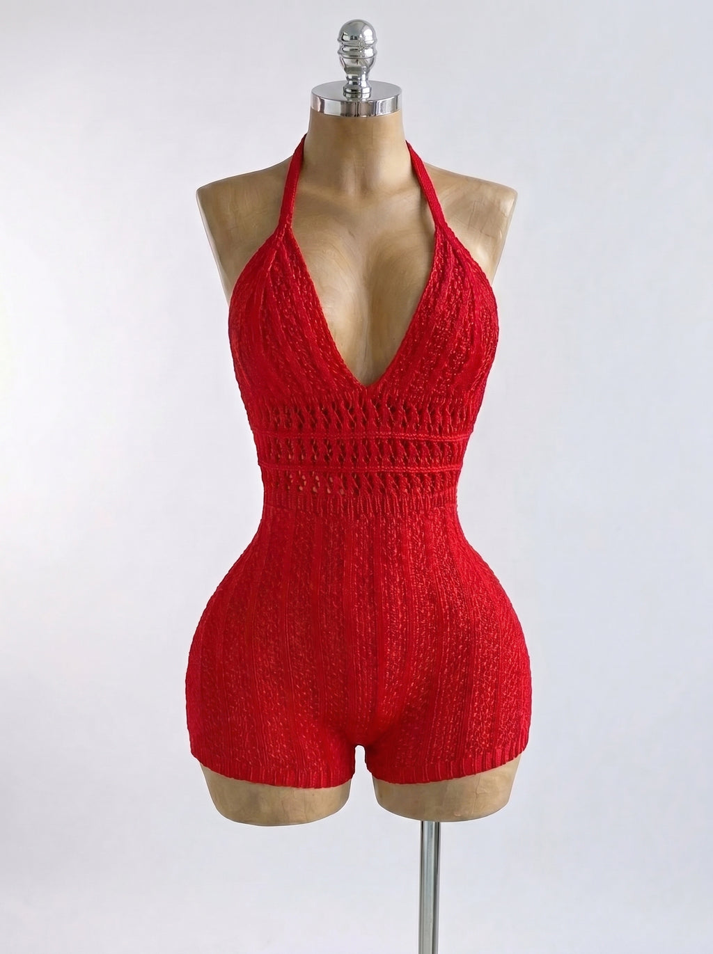 Knitted Backless Beach Romper
