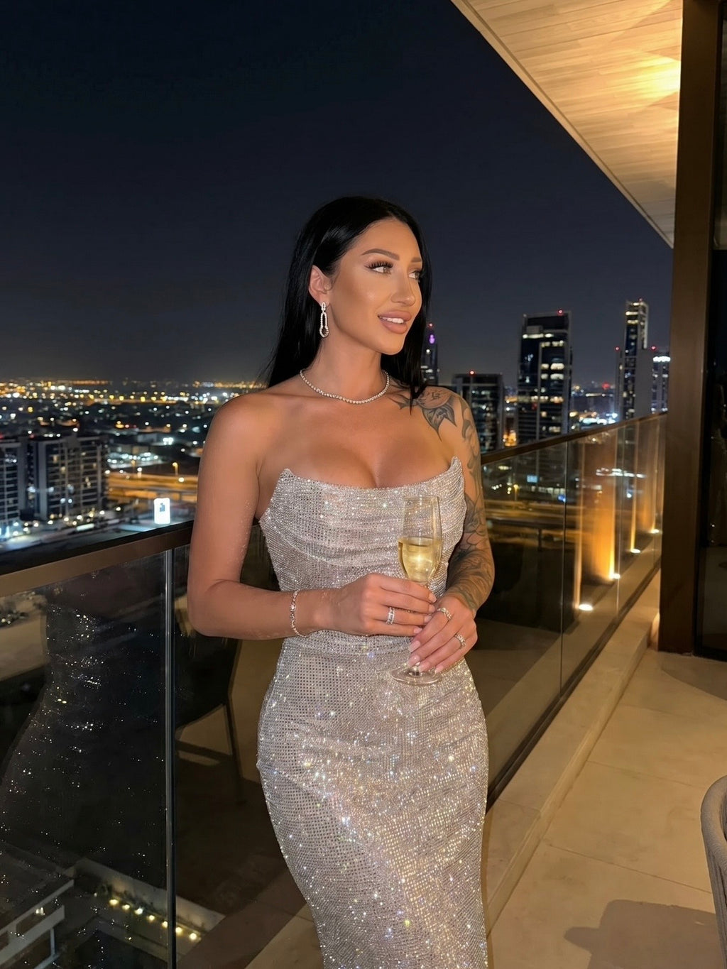 Strapless Bling Ladies Dress