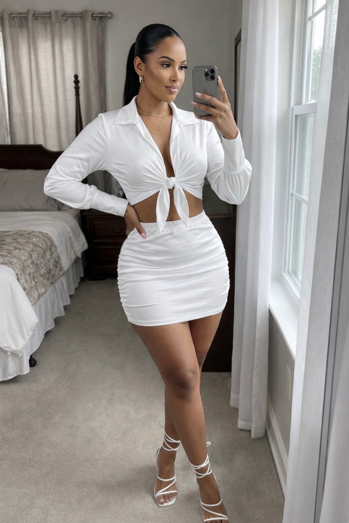 Satin Long Sleeve 2 Piece Set