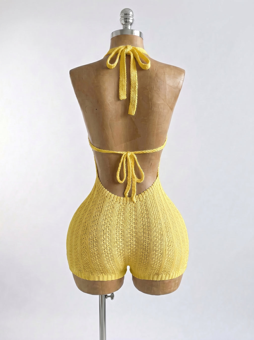 Knitted Backless Beach Romper