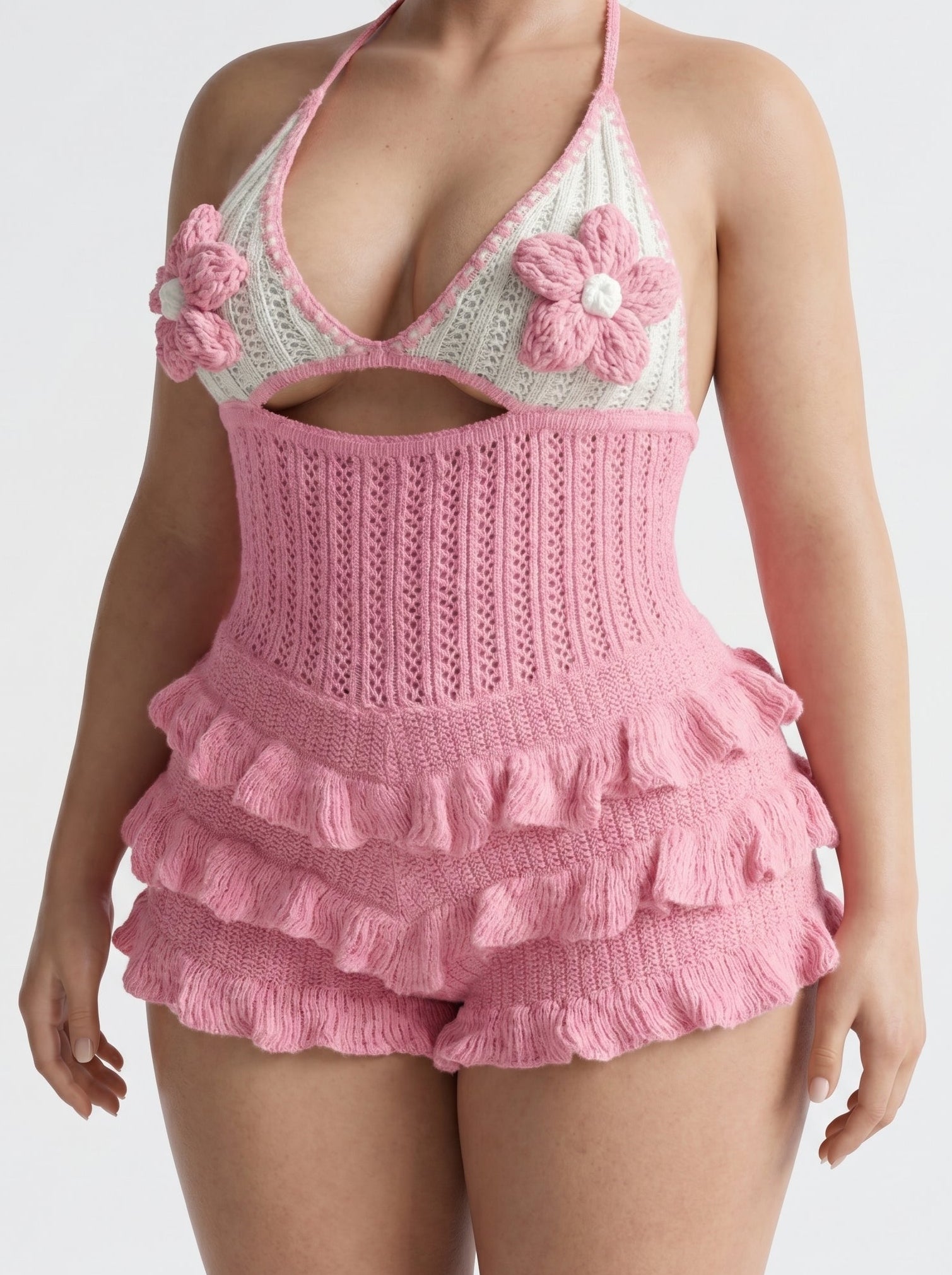 Knitted Vacation Ruffle Jumpsuit