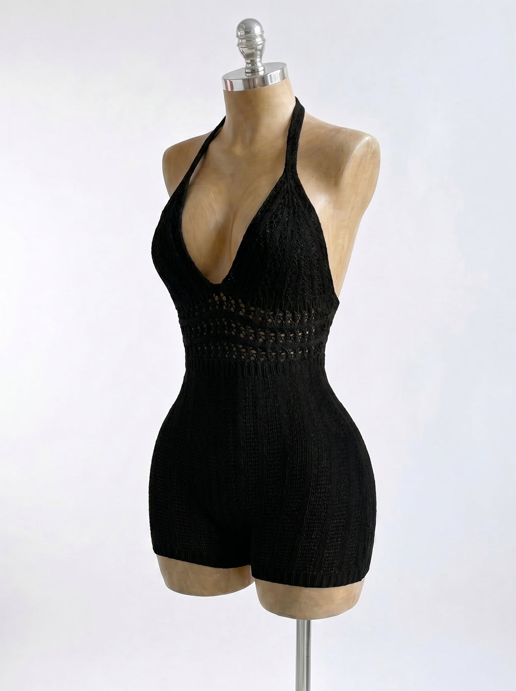 Knitted Backless Beach Romper