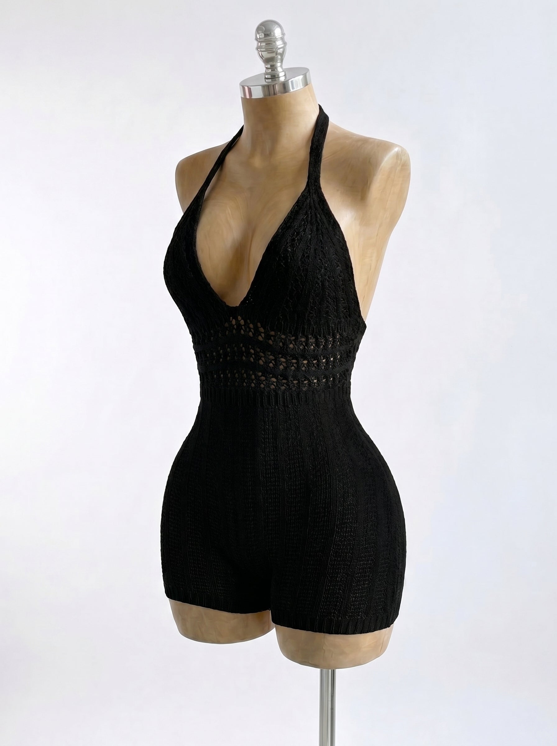 Knitted Backless Beach Romper