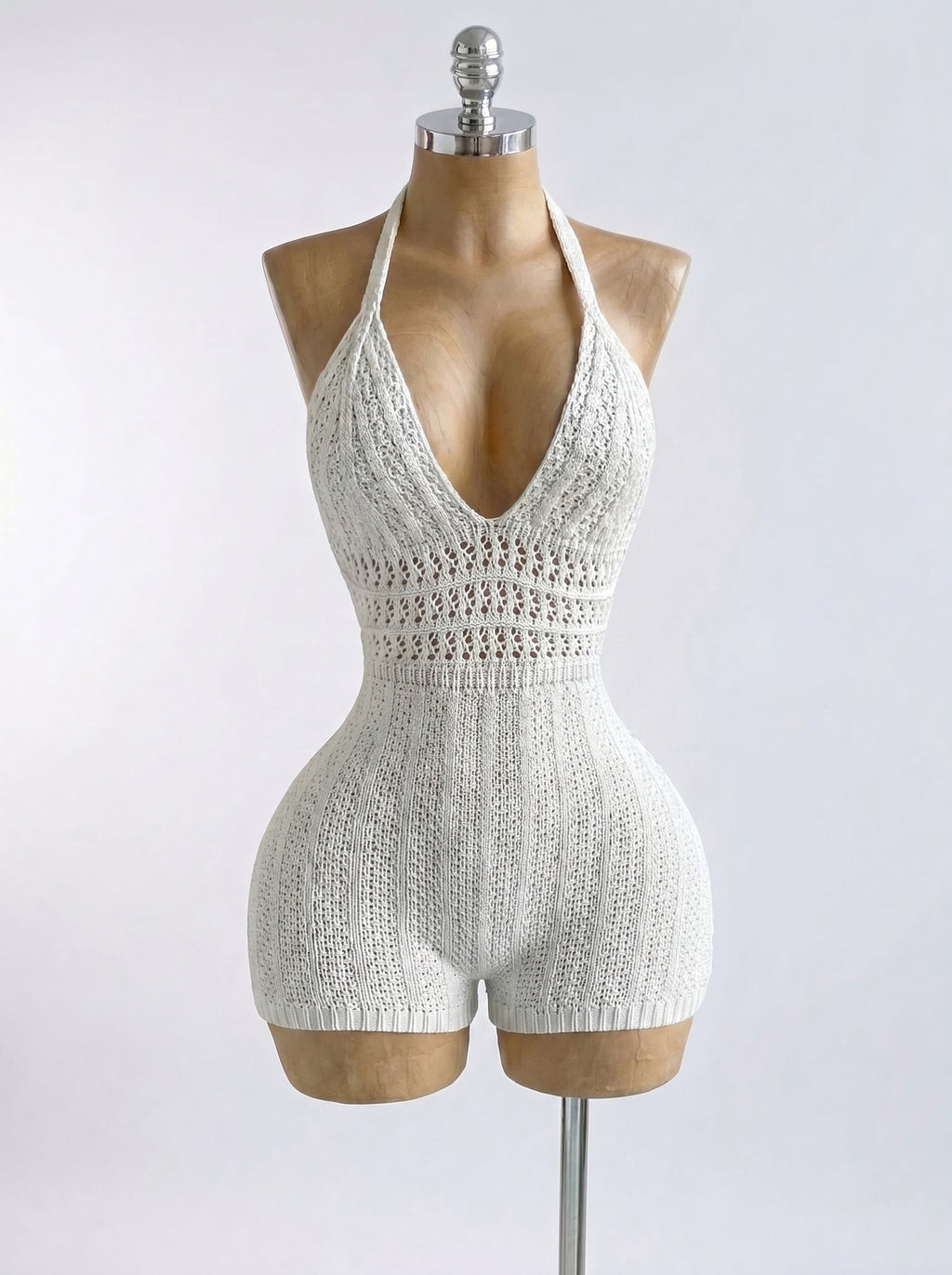 Knitted Backless Beach Romper