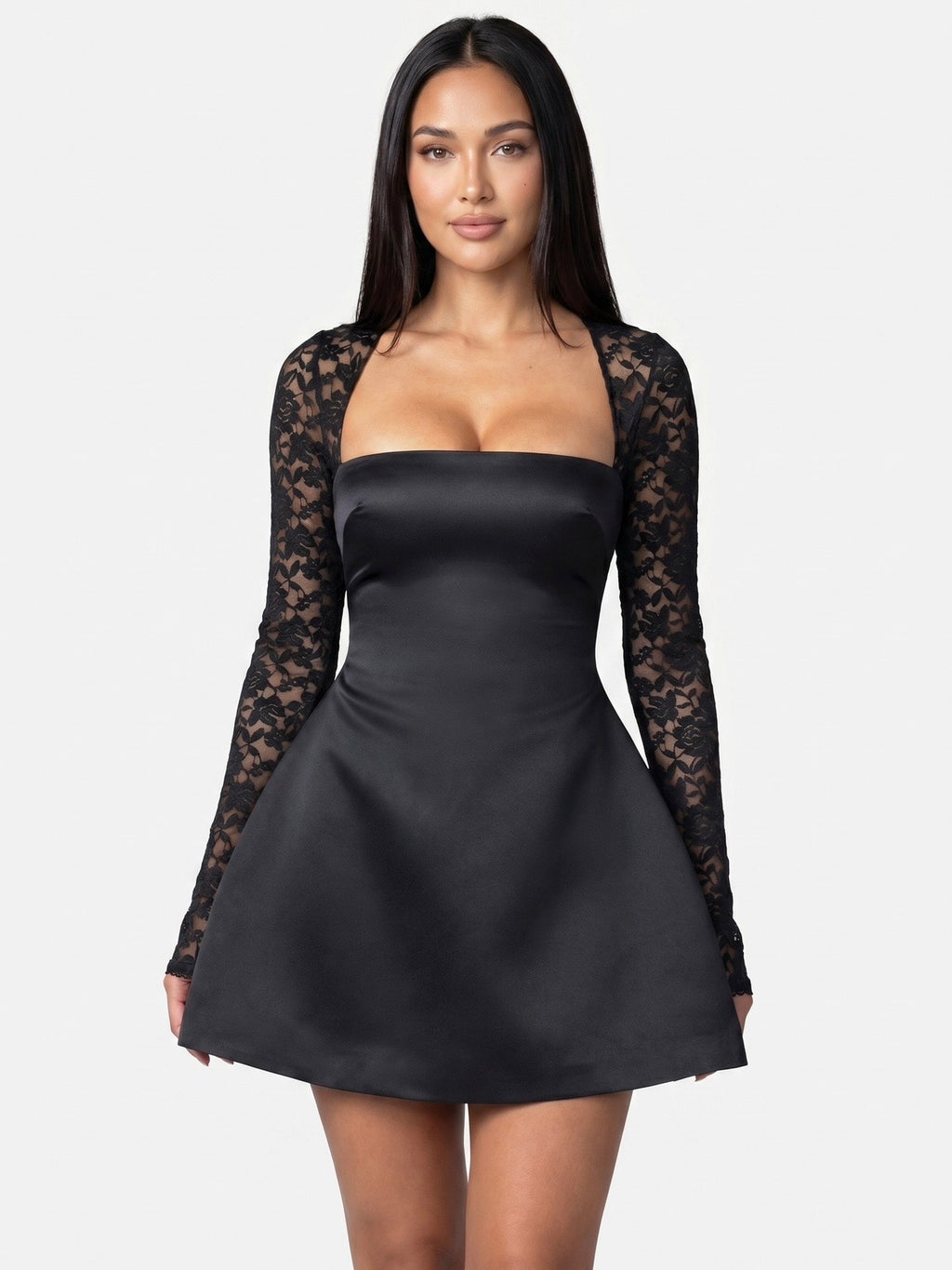 Solid Lace Party Dress