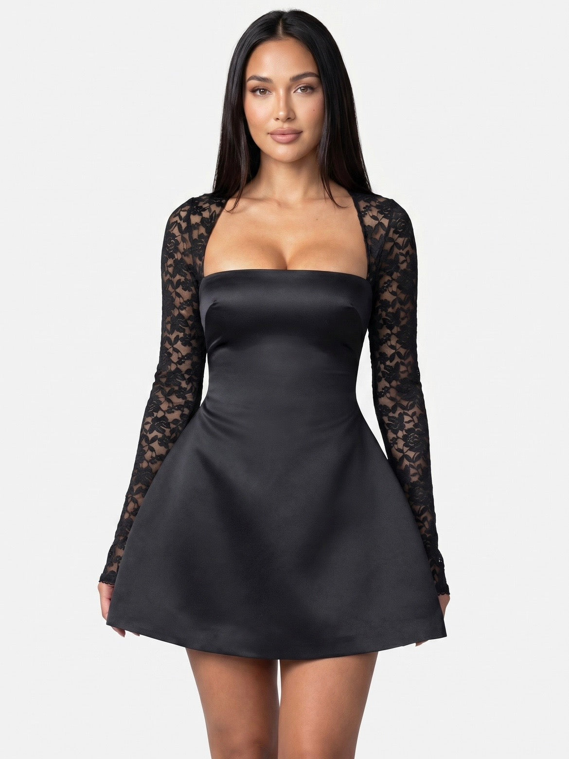 Solid Lace Party Dress