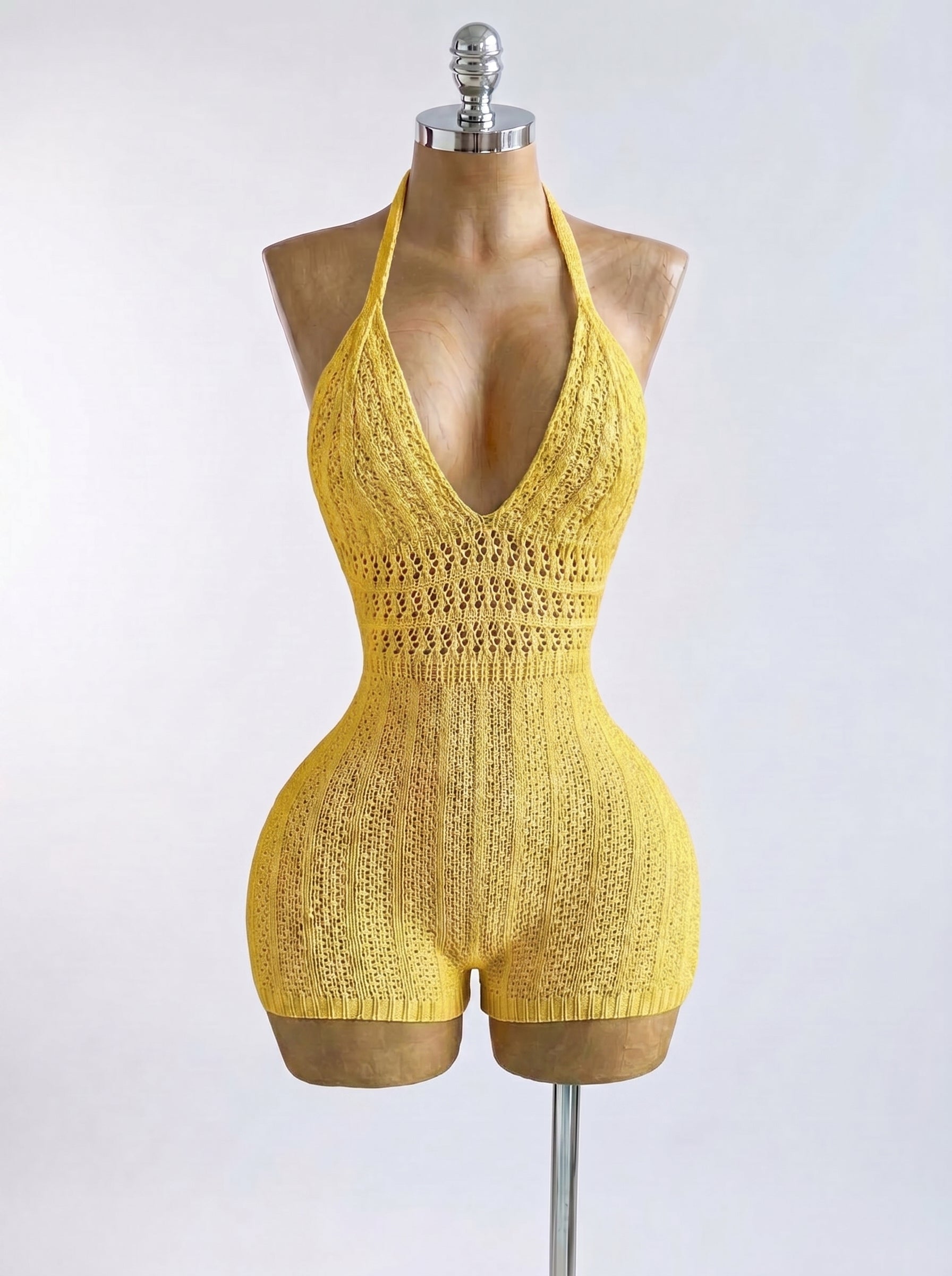 Knitted Backless Beach Romper
