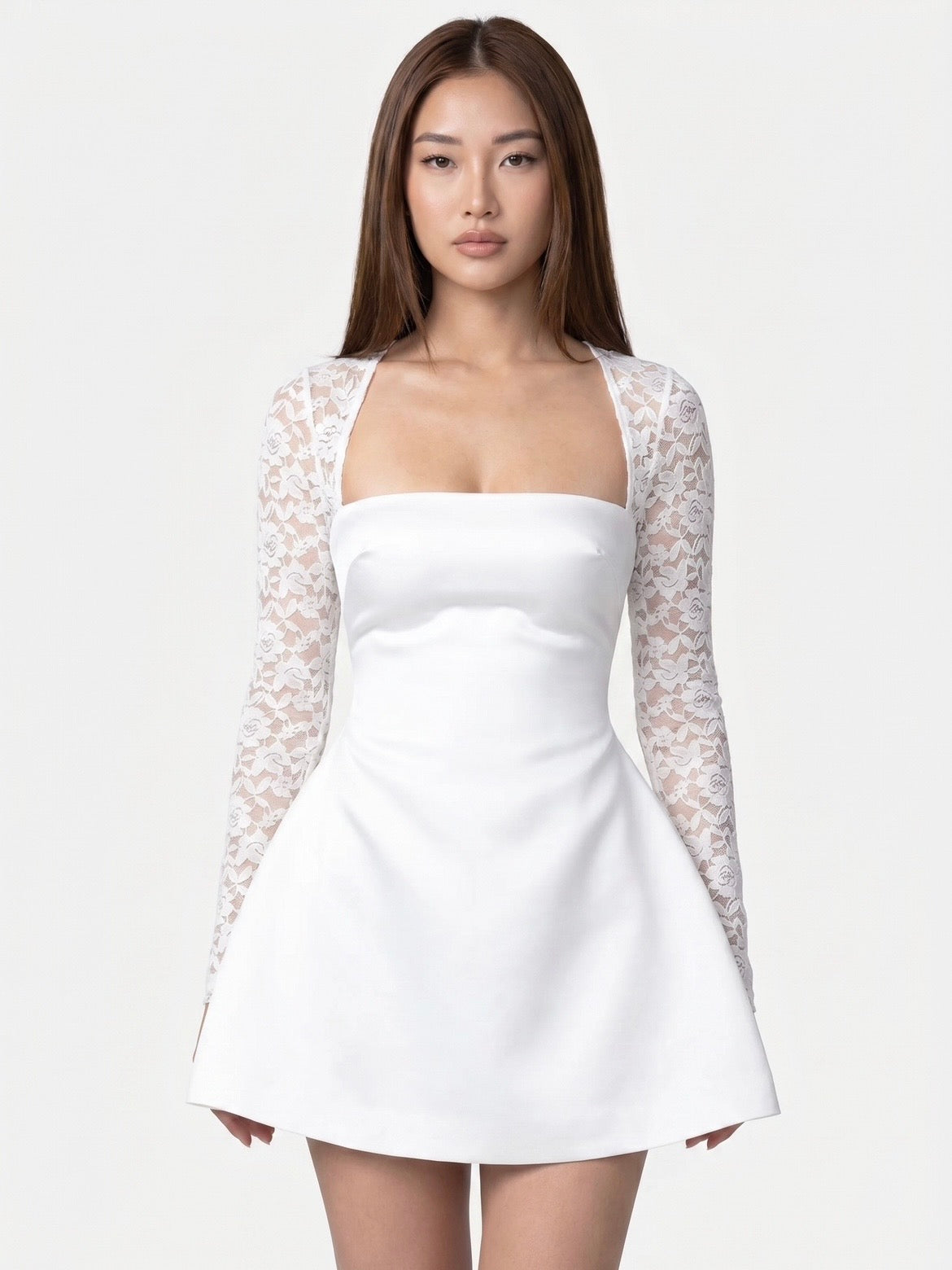 Solid Lace Party Dress