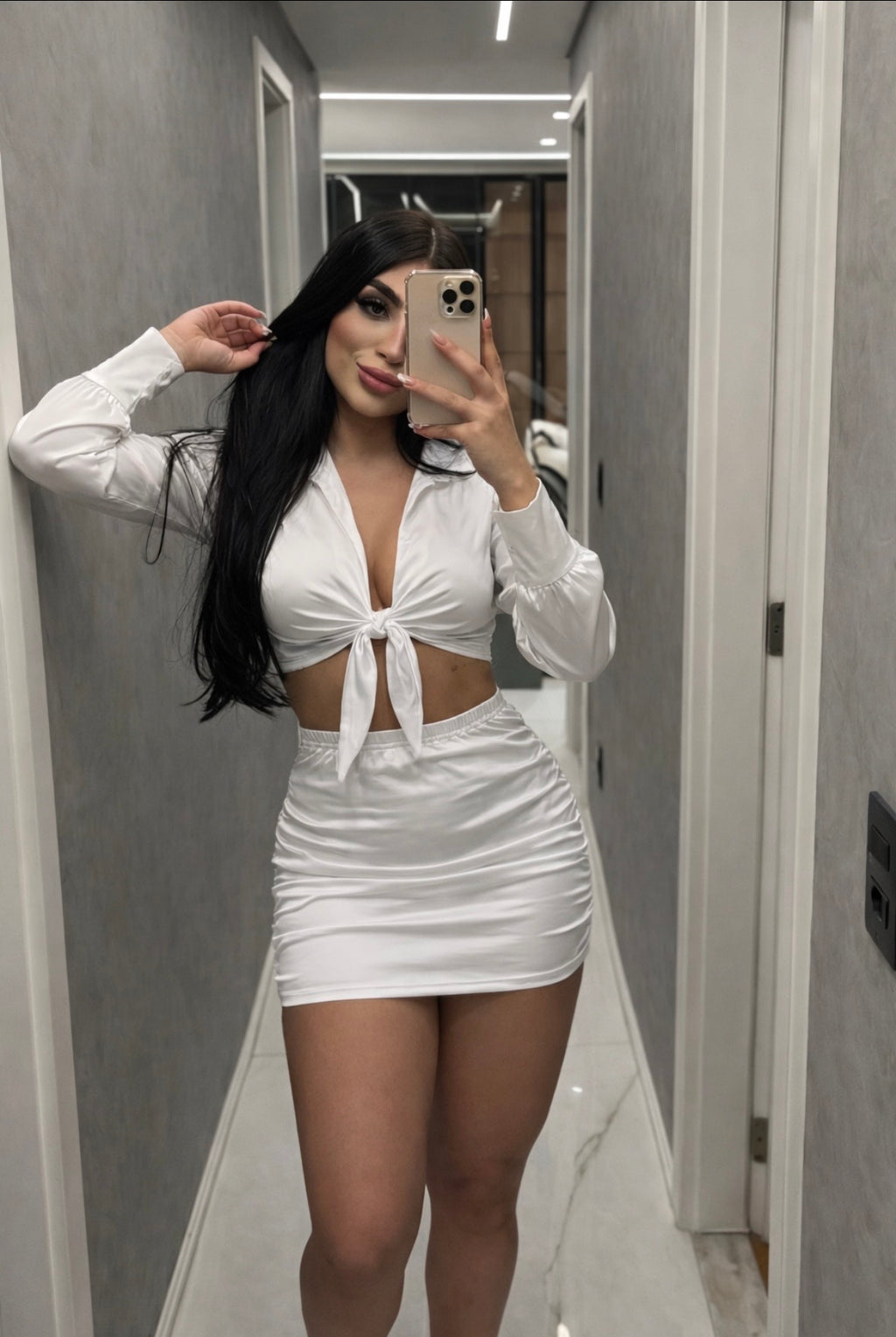 Satin Long Sleeve 2 Piece Set