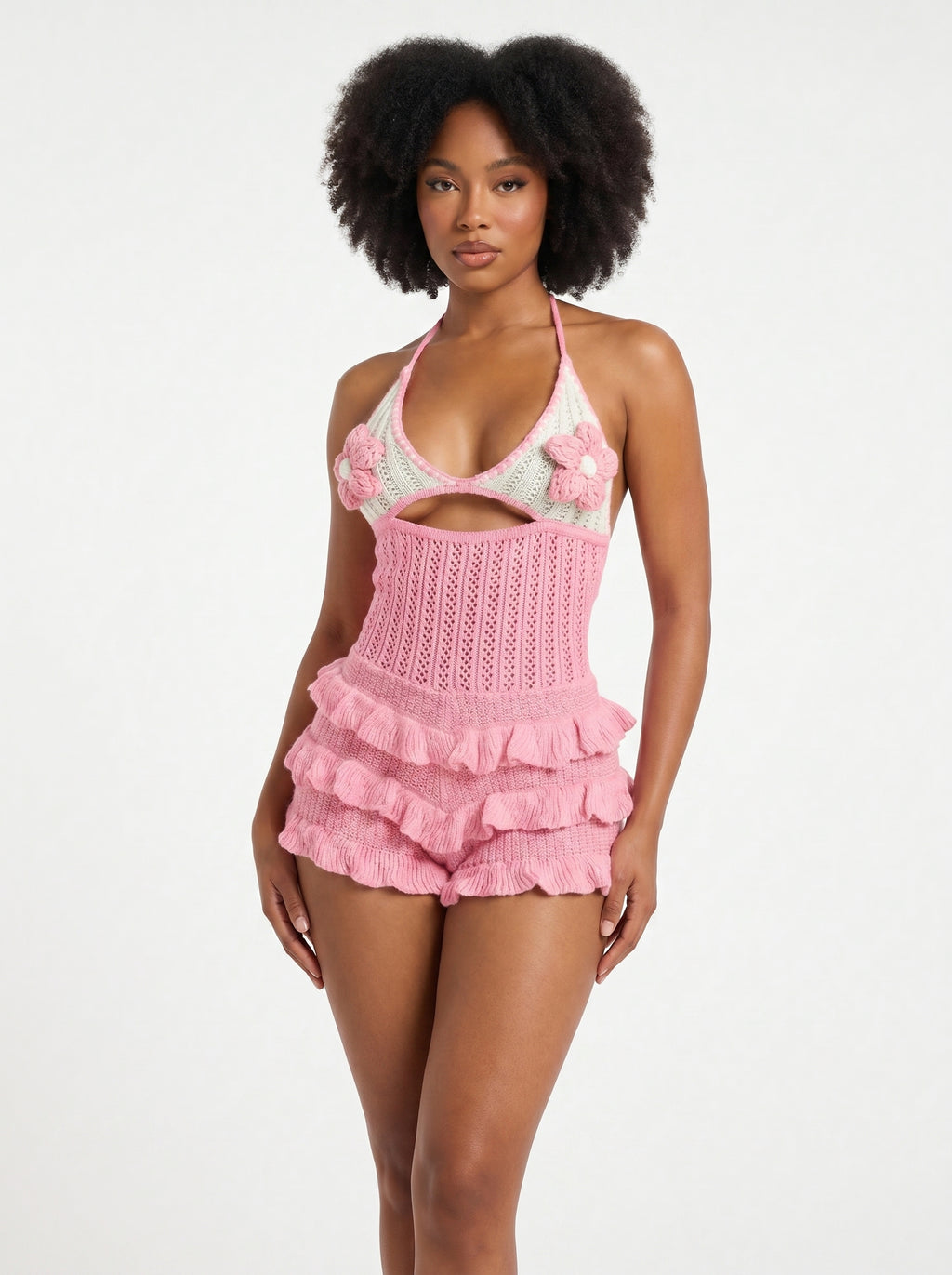 Knitted Vacation Ruffle Jumpsuit