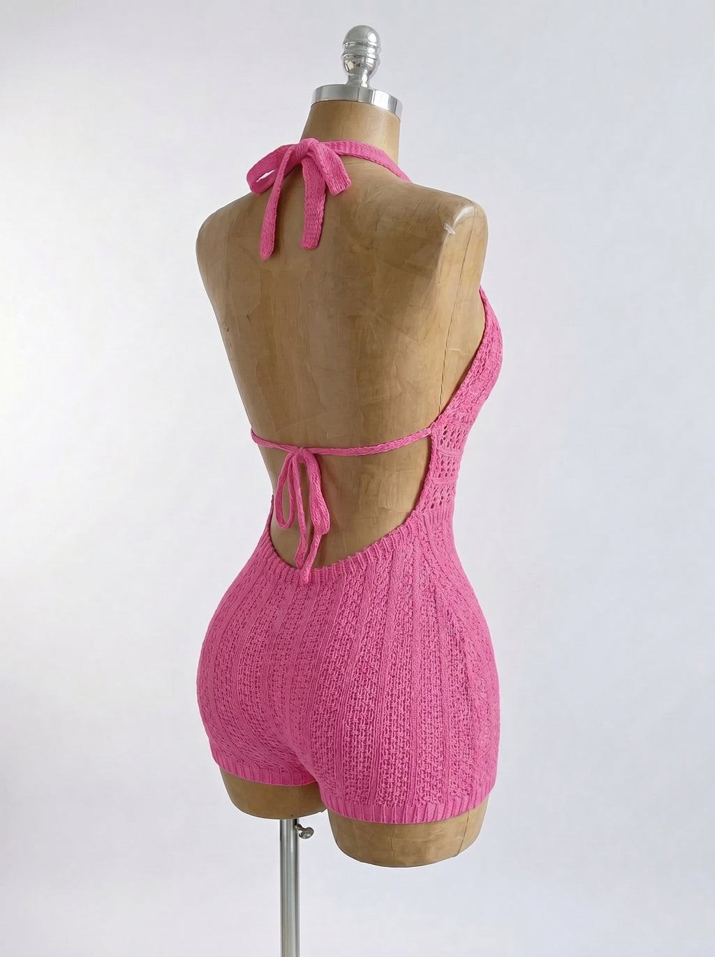 Knitted Backless Beach Romper