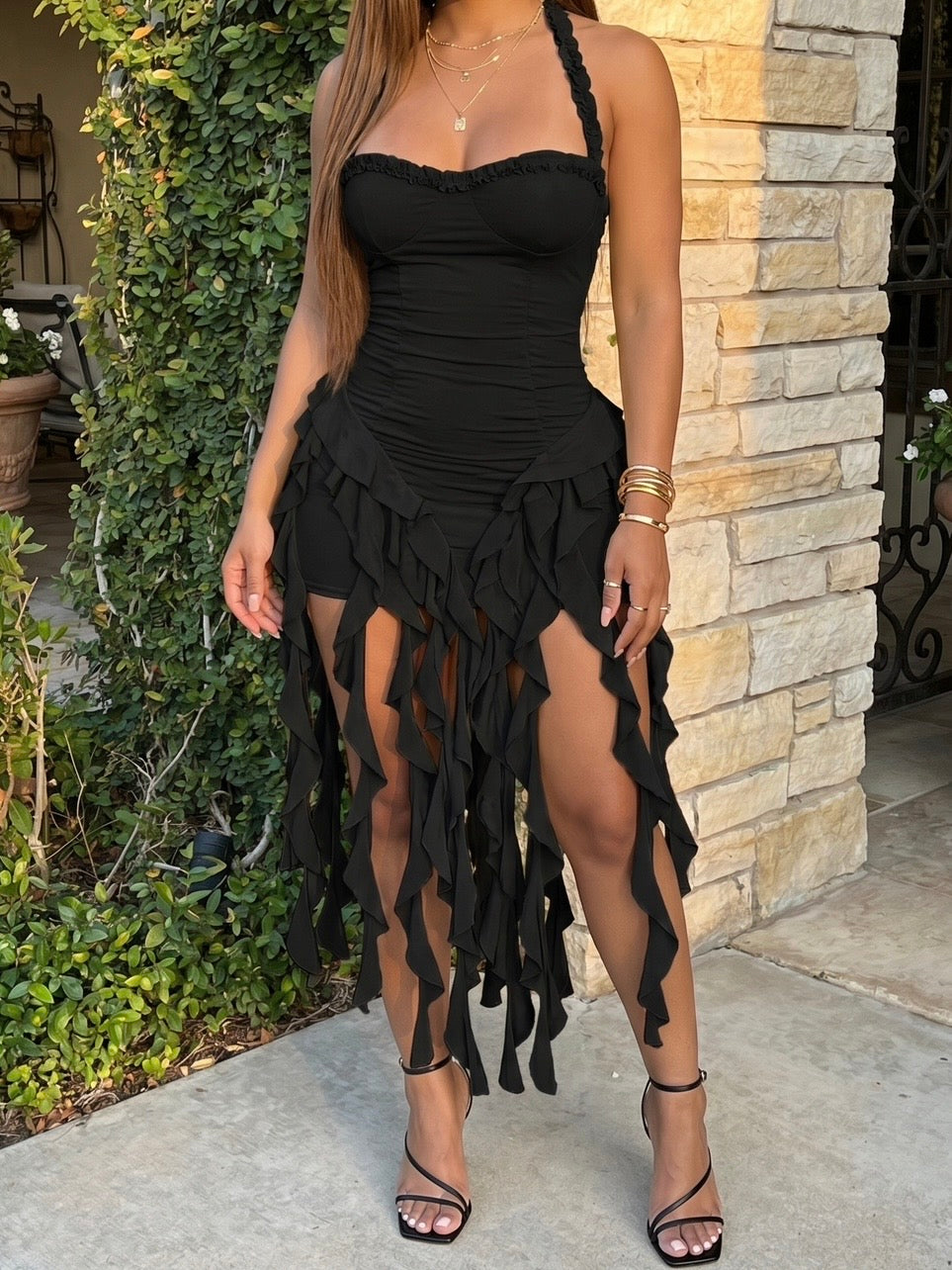 Strap Ruffle Dress