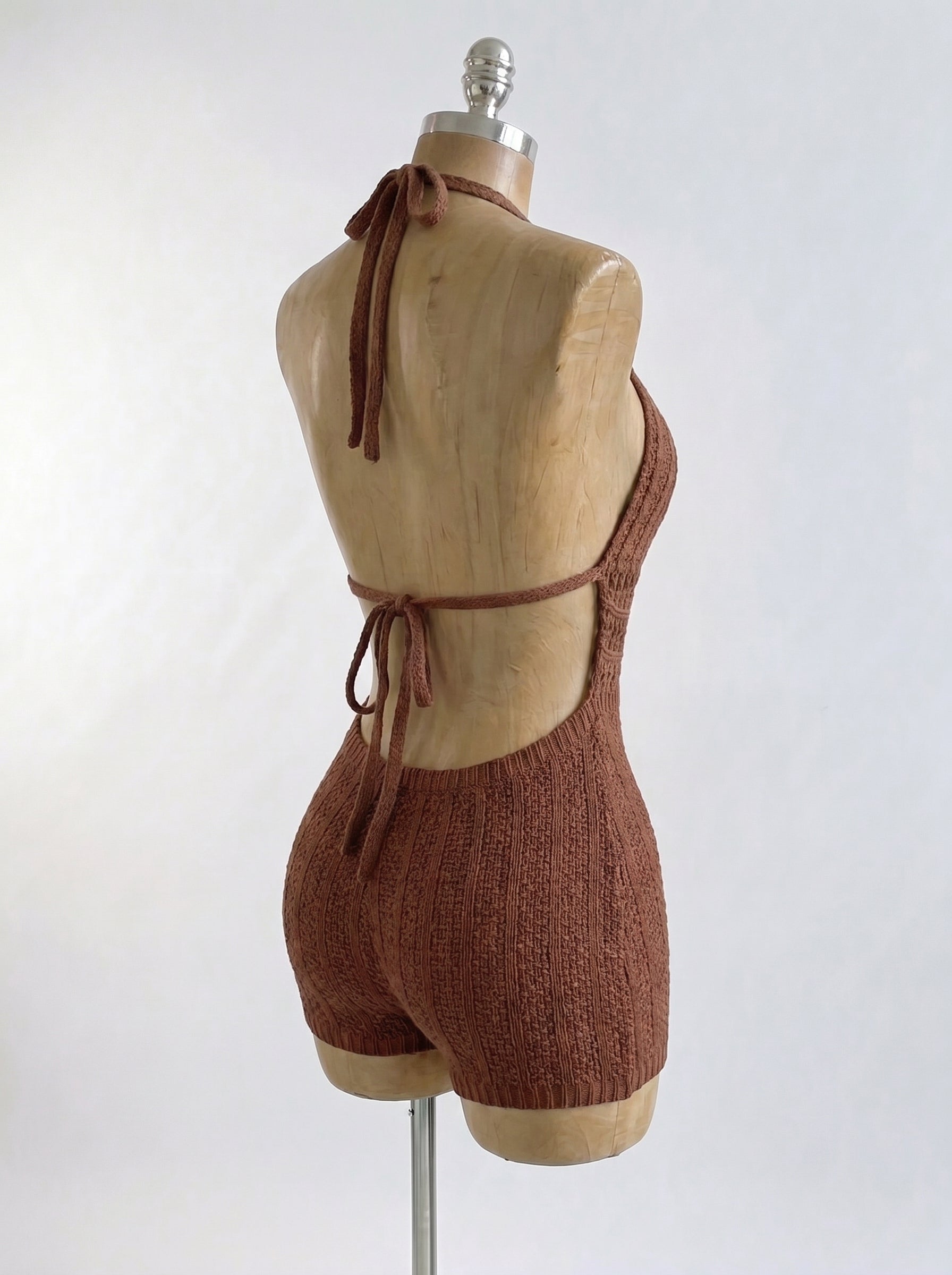 Knitted Backless Beach Romper