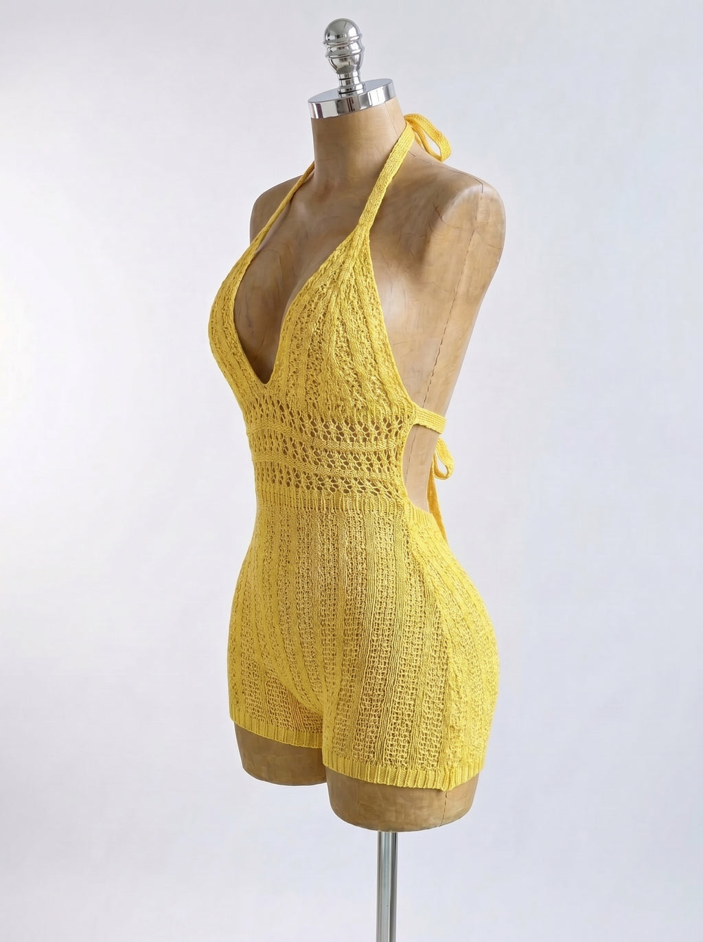 Knitted Backless Beach Romper