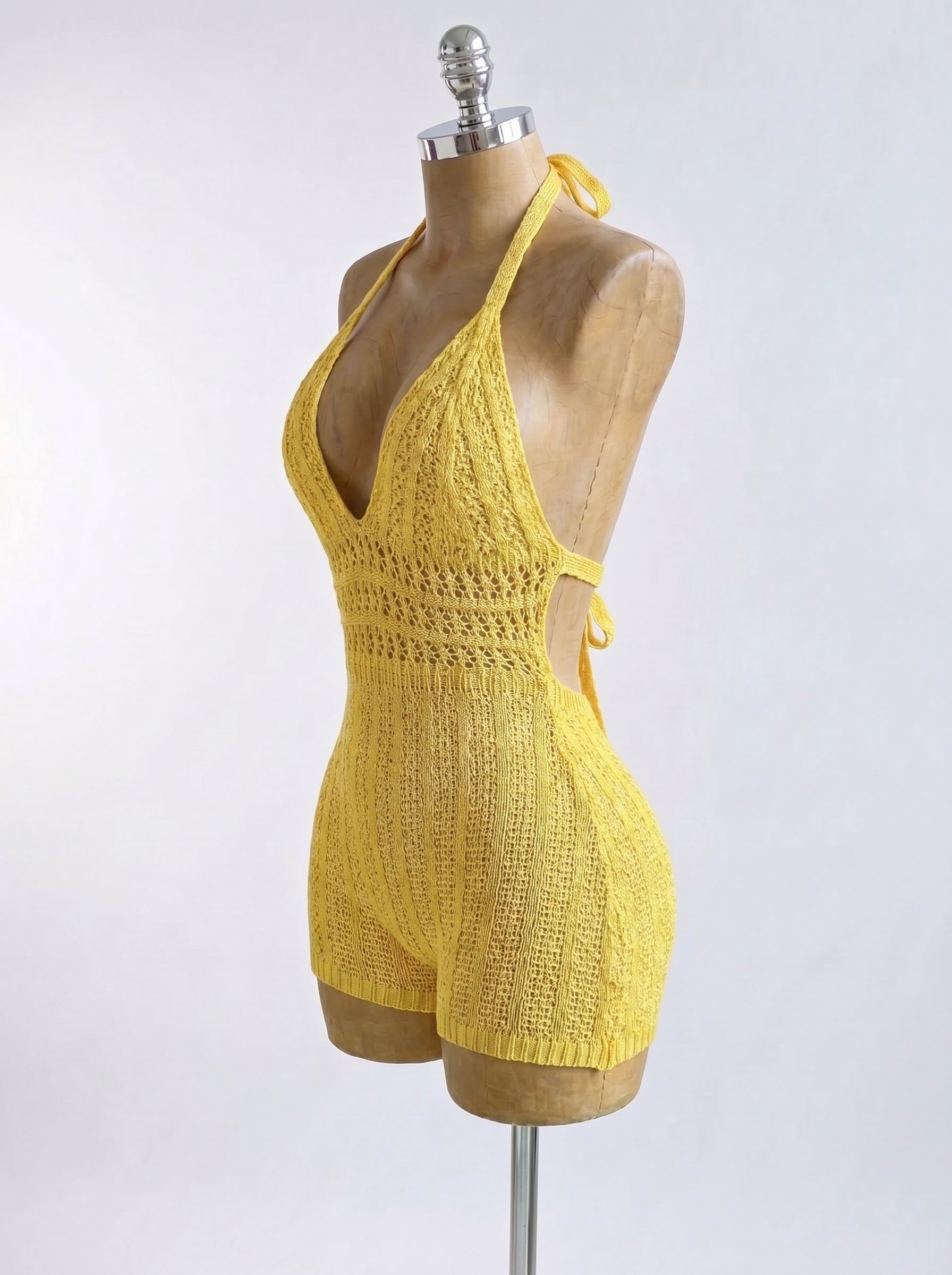 Knitted Backless Beach Romper