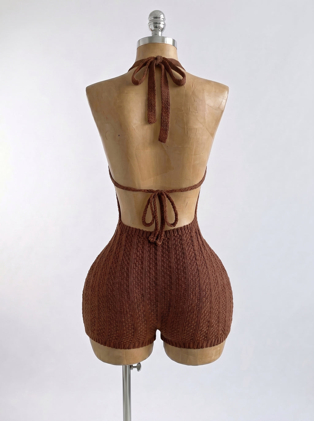 Knitted Backless Beach Romper