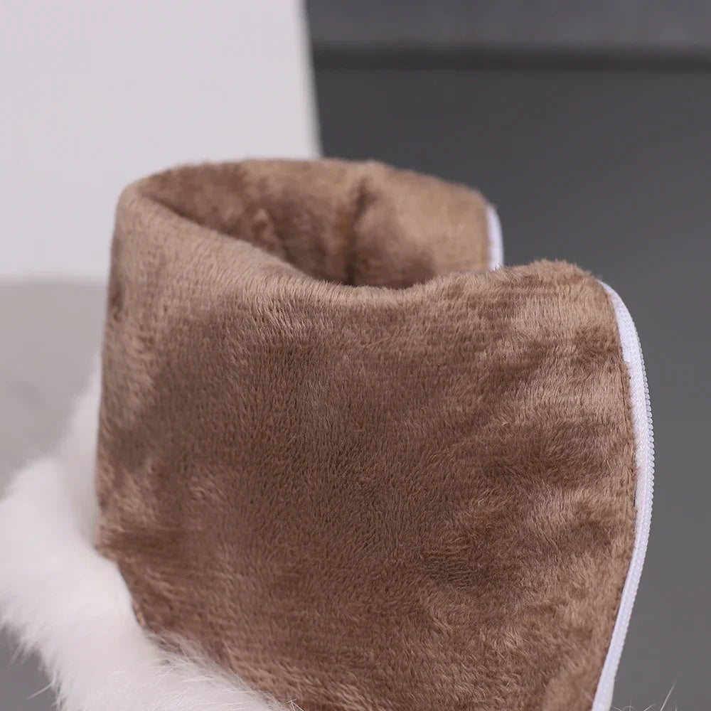 Winter Snow Faux Fur Boots With High Heels