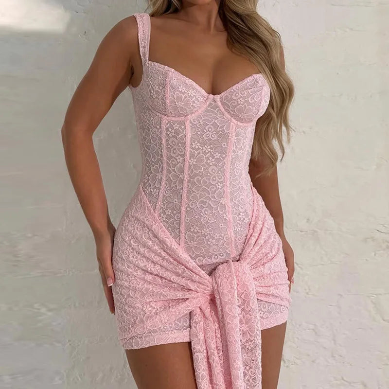 Classy Tie Up Lace Dress