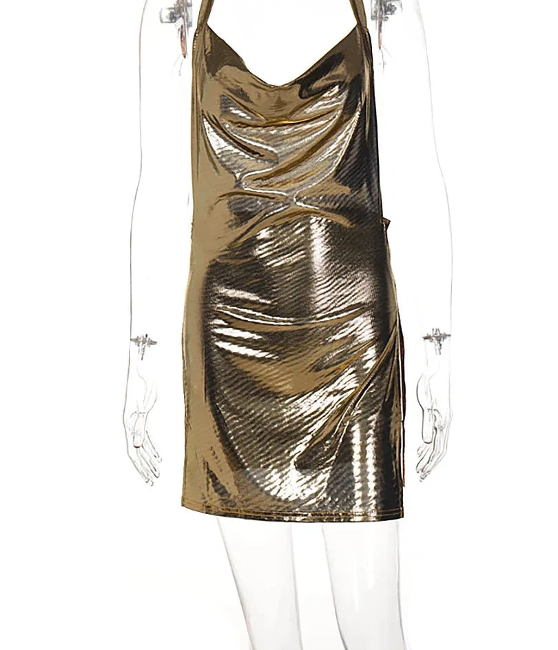 Bling Dress With Side Slit And Backless