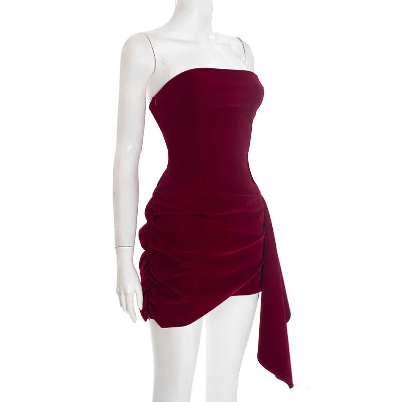 Elegant Draped Velvet Dress