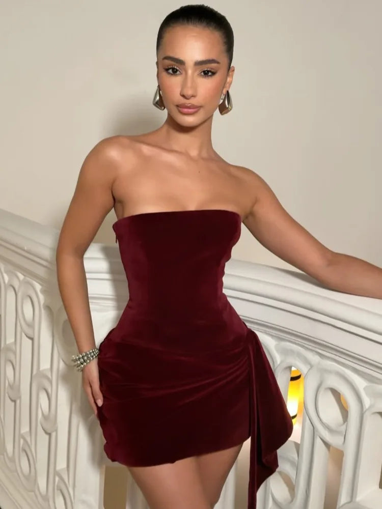 Elegant Draped Velvet Dress