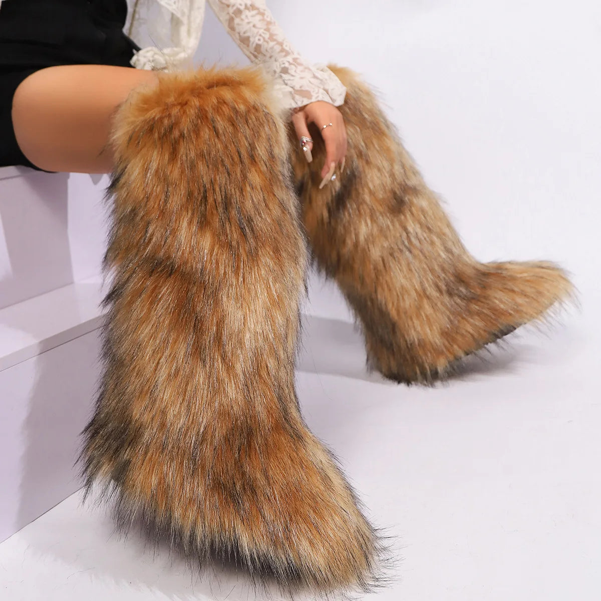 Knee-High Faux Fur Winter Boots