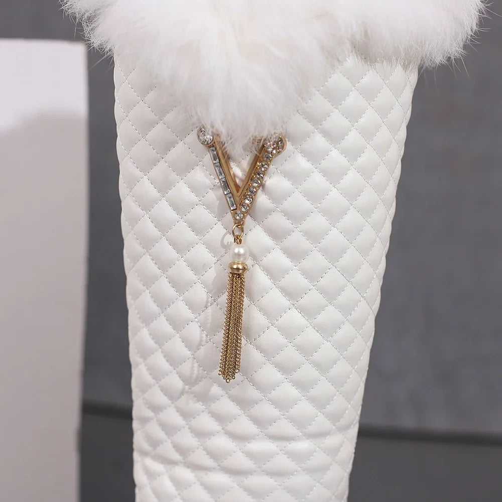 Winter Snow Faux Fur Boots With High Heels