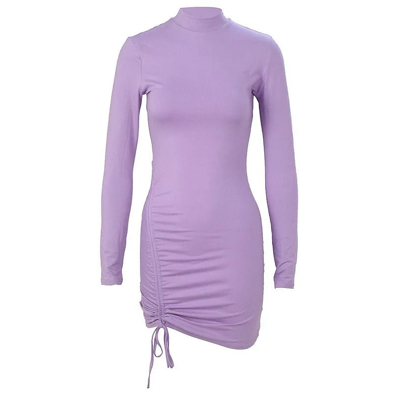 Fashionable High-Neck Long-Sleeved Dress