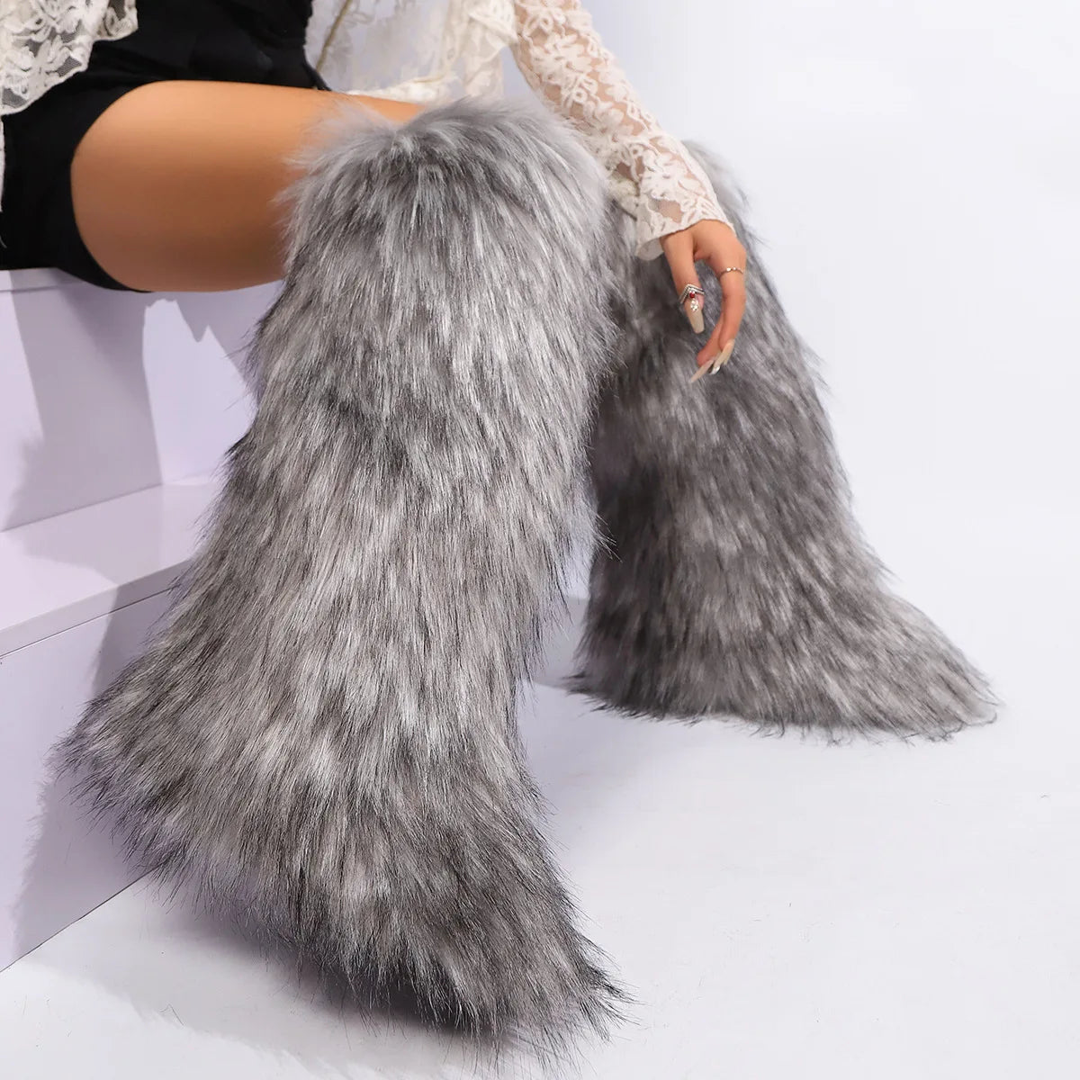 Knee-High Faux Fur Winter Boots