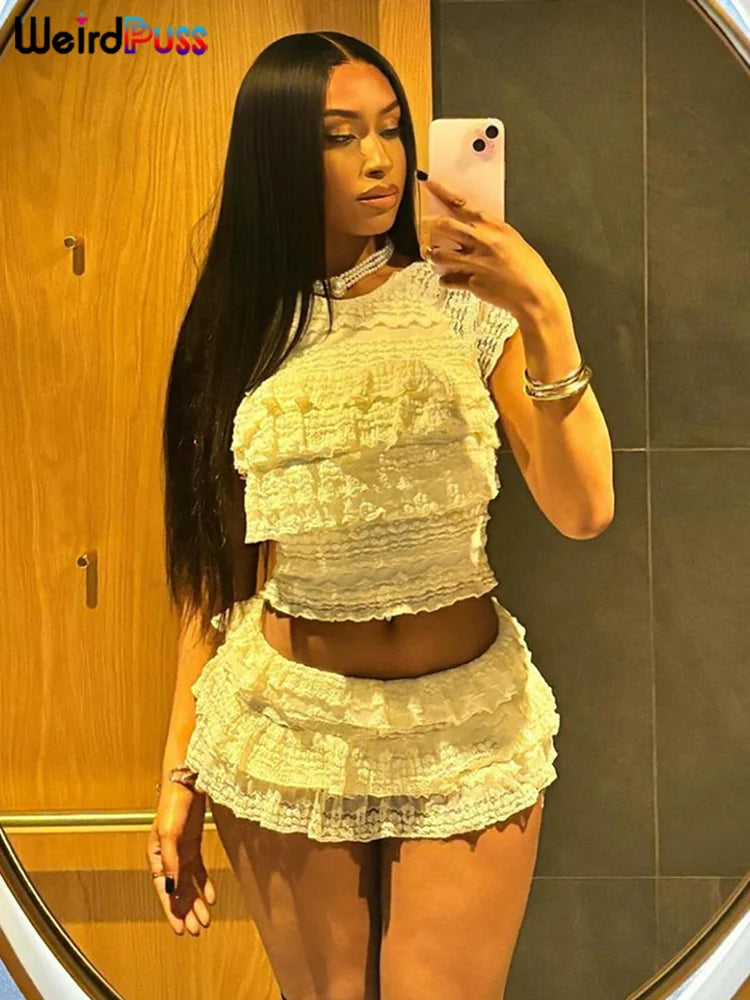 Ruffles Top+Shorts Set