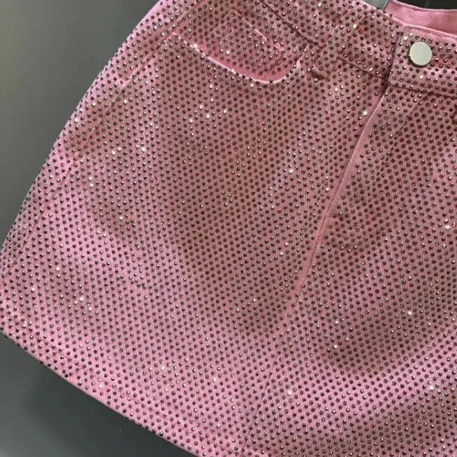 Pink Glam Rhinestone Skirt