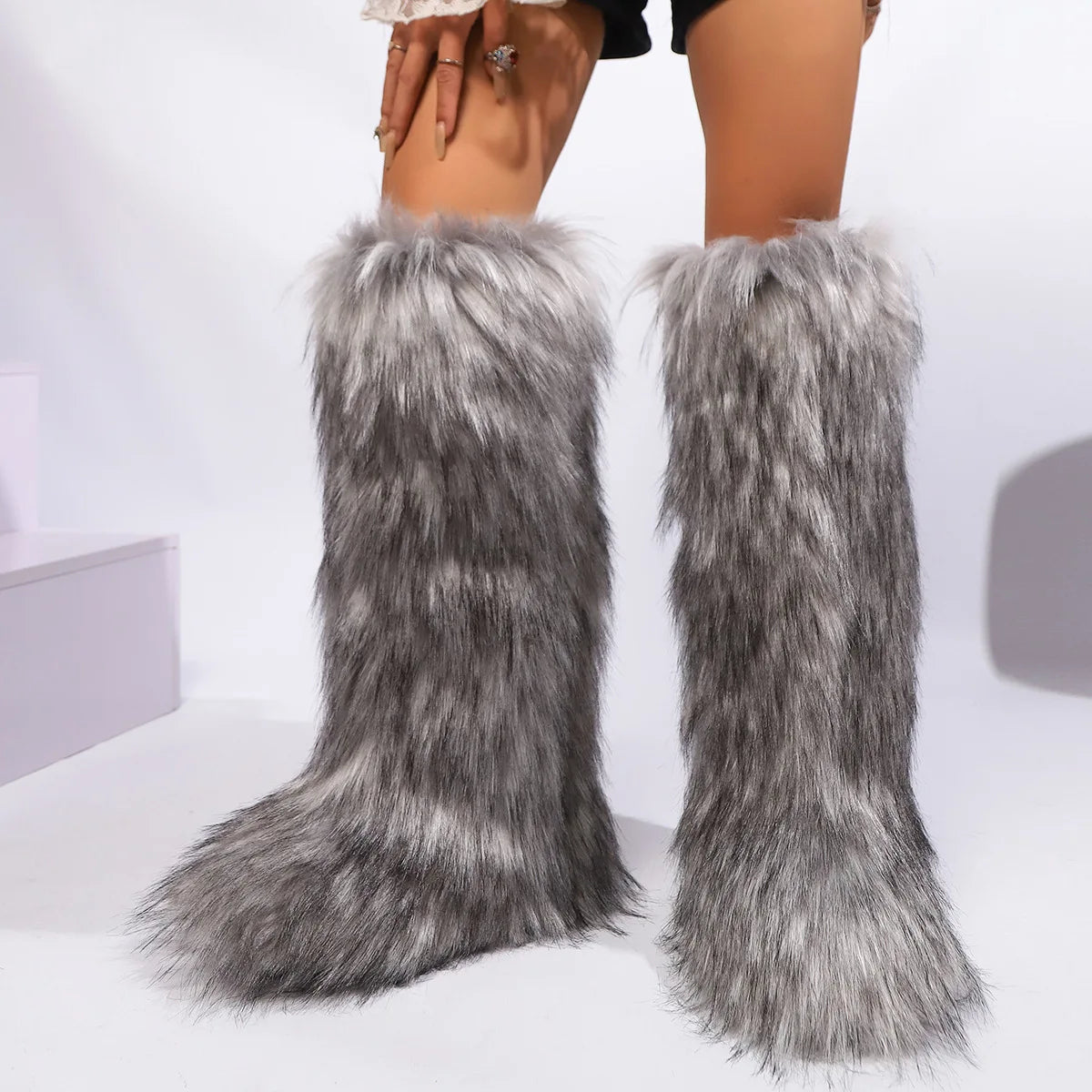 Knee-High Faux Fur Winter Boots
