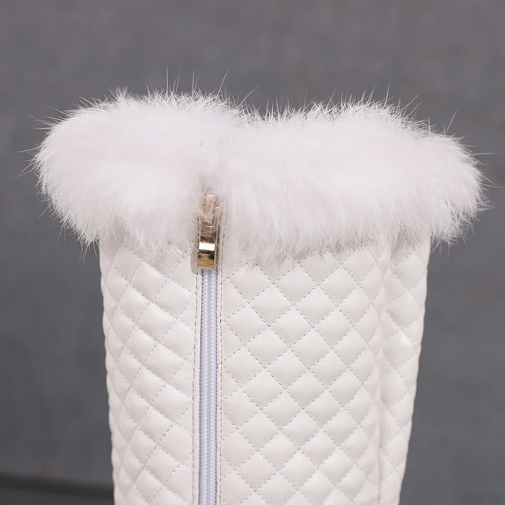 Winter Snow Faux Fur Boots With High Heels