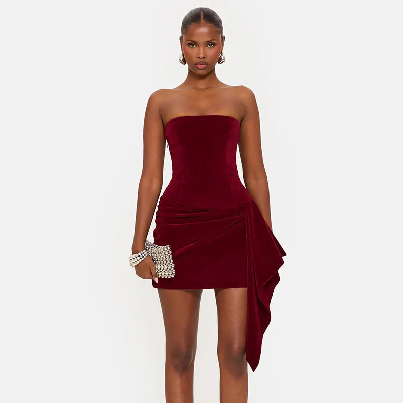 Elegant Draped Velvet Dress