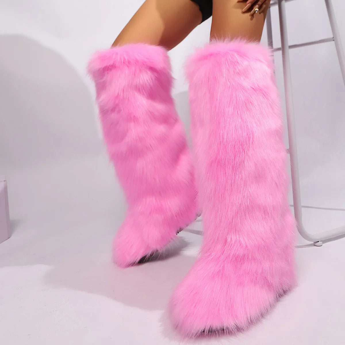 Knee-High Faux Fur Winter Boots