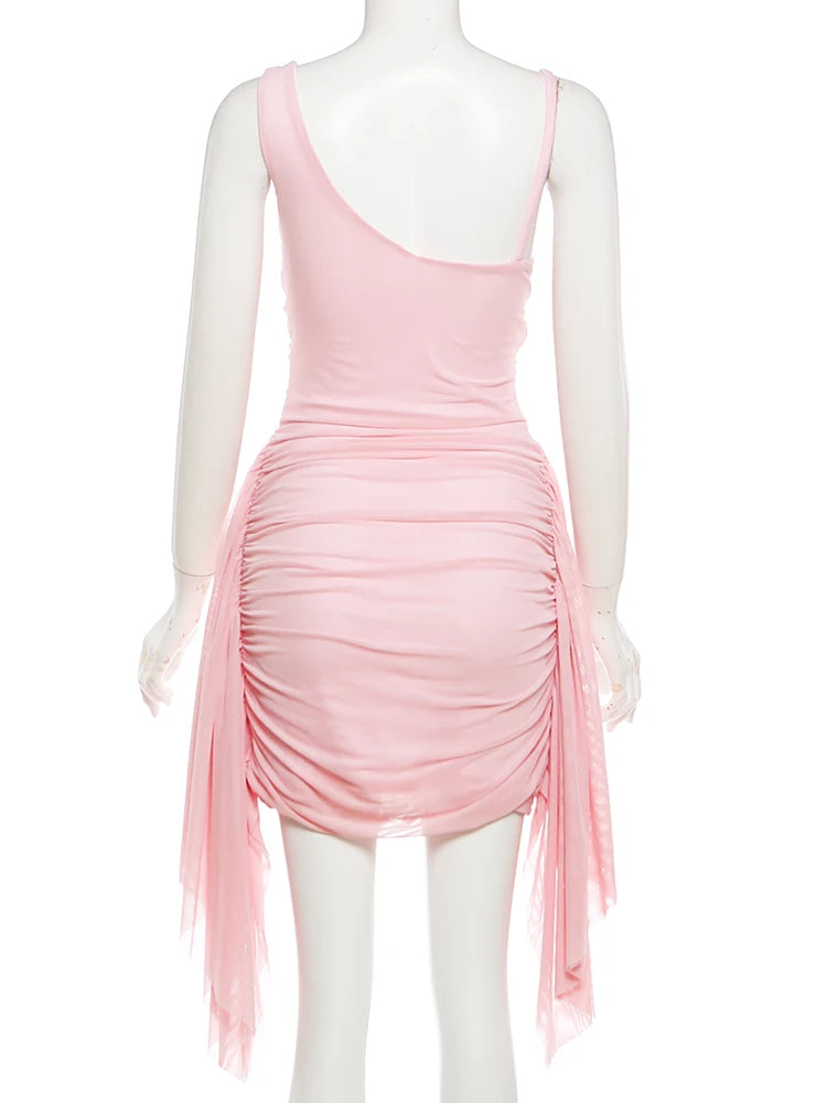 Elegant Pink Ruffle Mini Dress