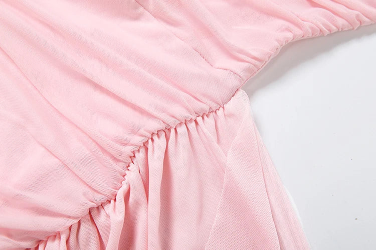 Elegant Pink Ruffle Mini Dress