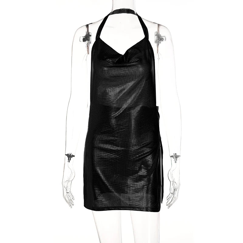 Bling Dress With Side Slit And Backless