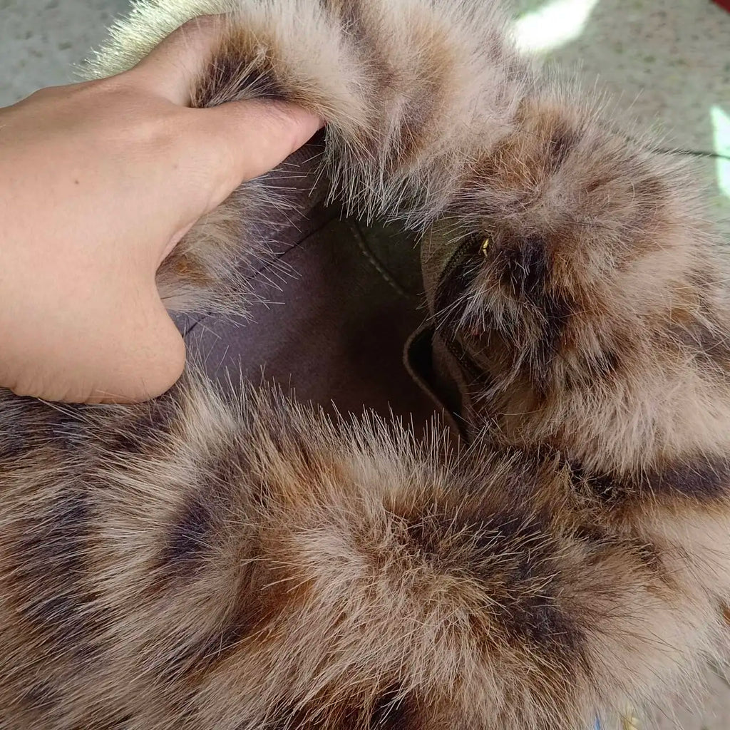 Fur Bucket Hat with two-piece set bag option