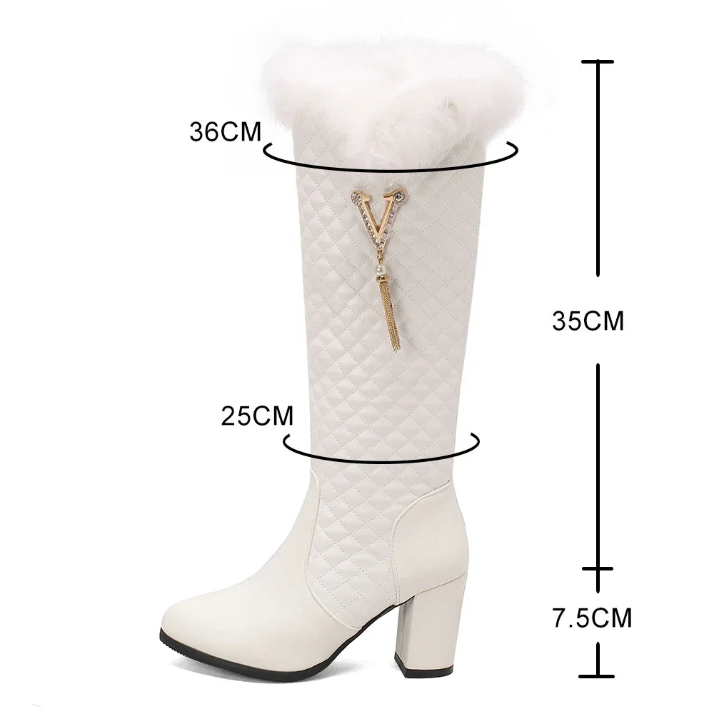Winter Snow Faux Fur Boots With High Heels