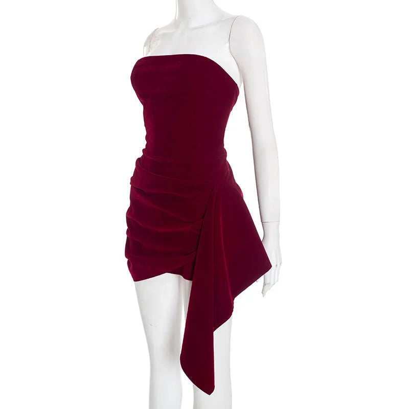 Elegant Draped Velvet Dress