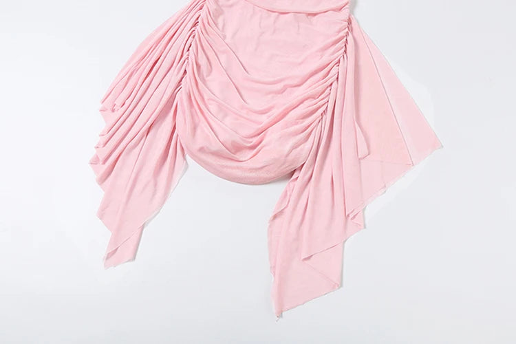 Elegant Pink Ruffle Mini Dress