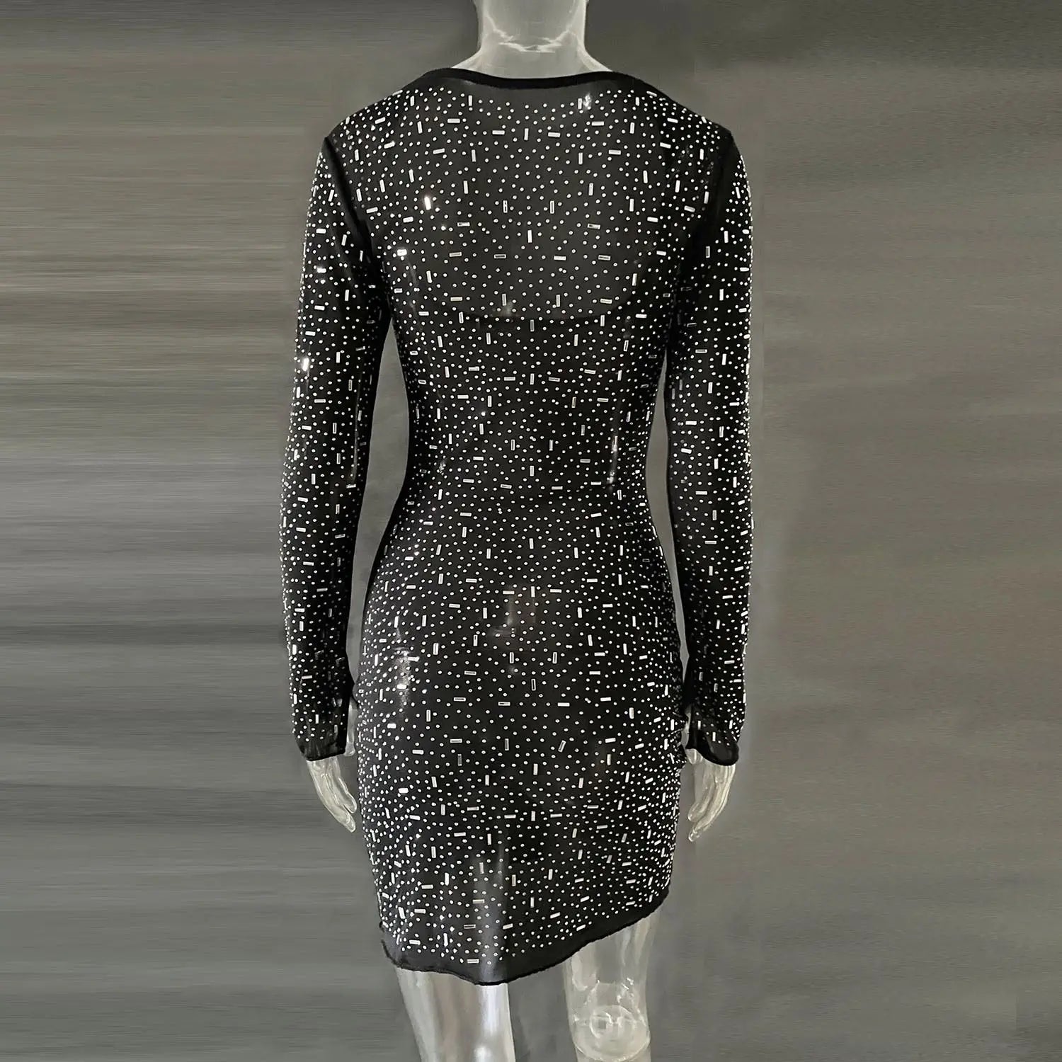 Long Sleeve Rhinestone Dress