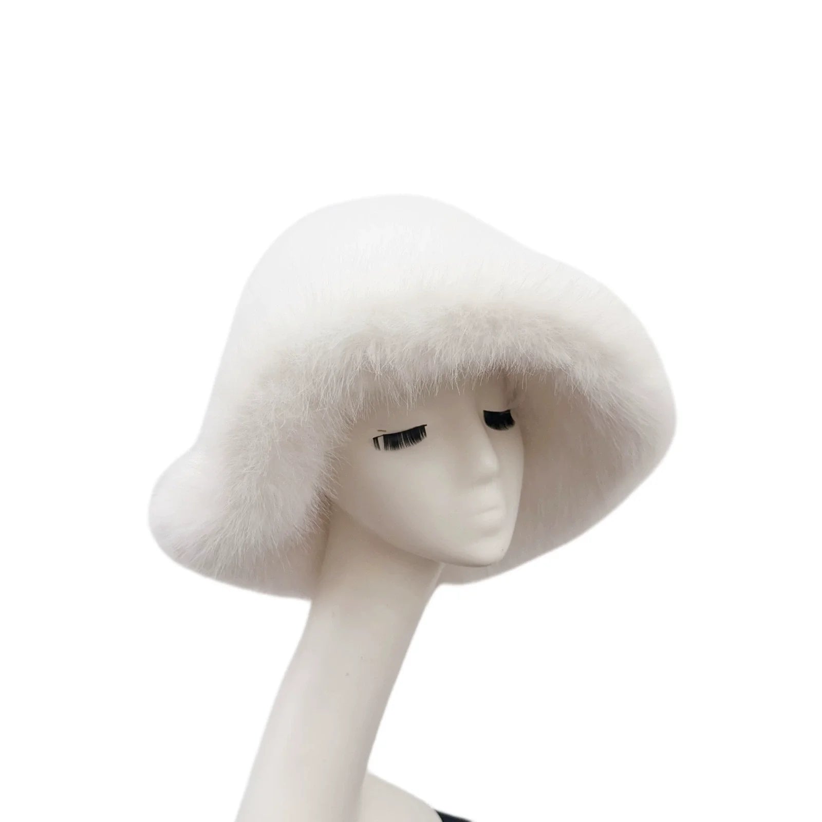 Fur Bucket Hat with two-piece set bag option