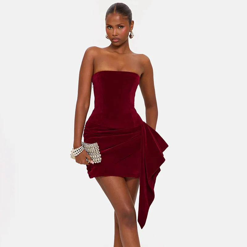 Elegant Draped Velvet Dress