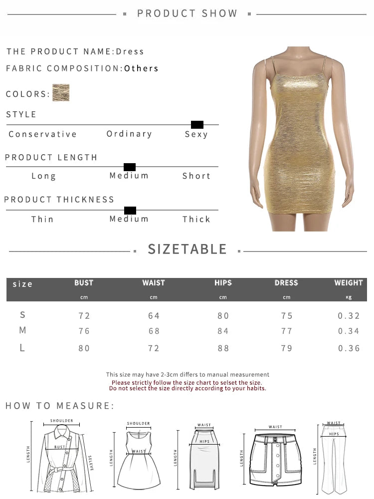 Shiny Gold Mini Dress