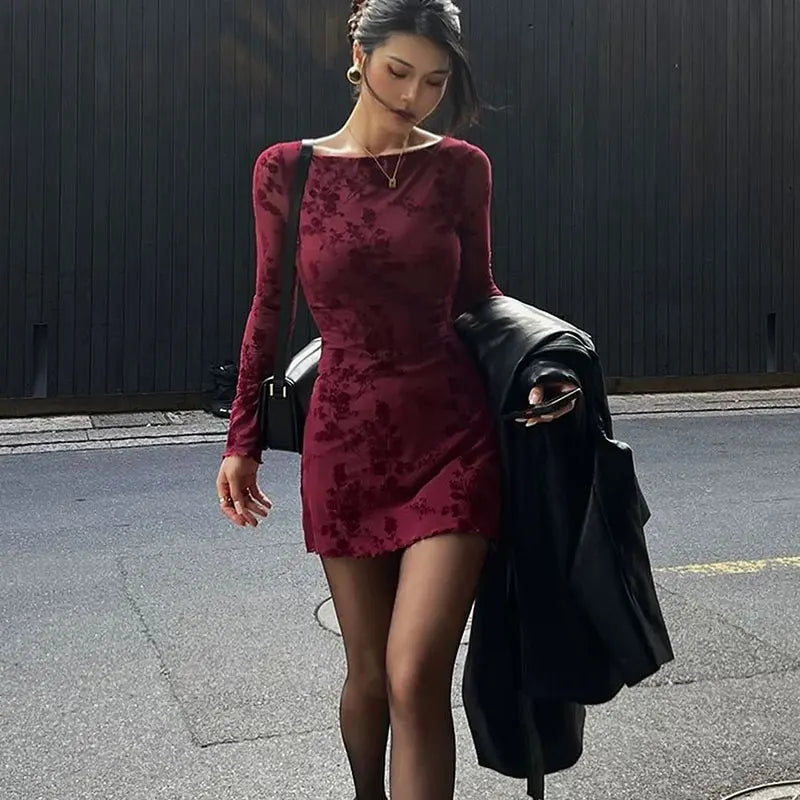 Graceful Red Wine Dress
