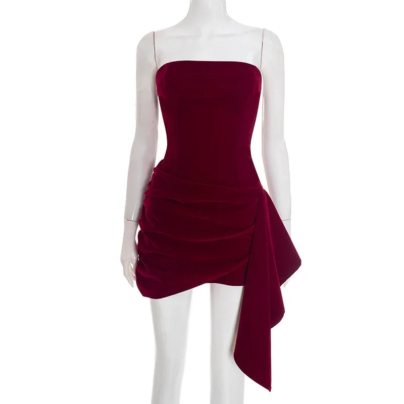 Elegant Draped Velvet Dress
