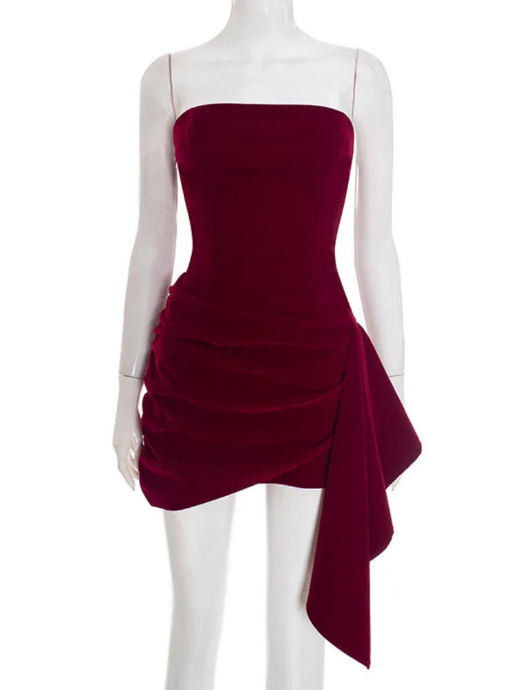 Elegant Draped Velvet Dress