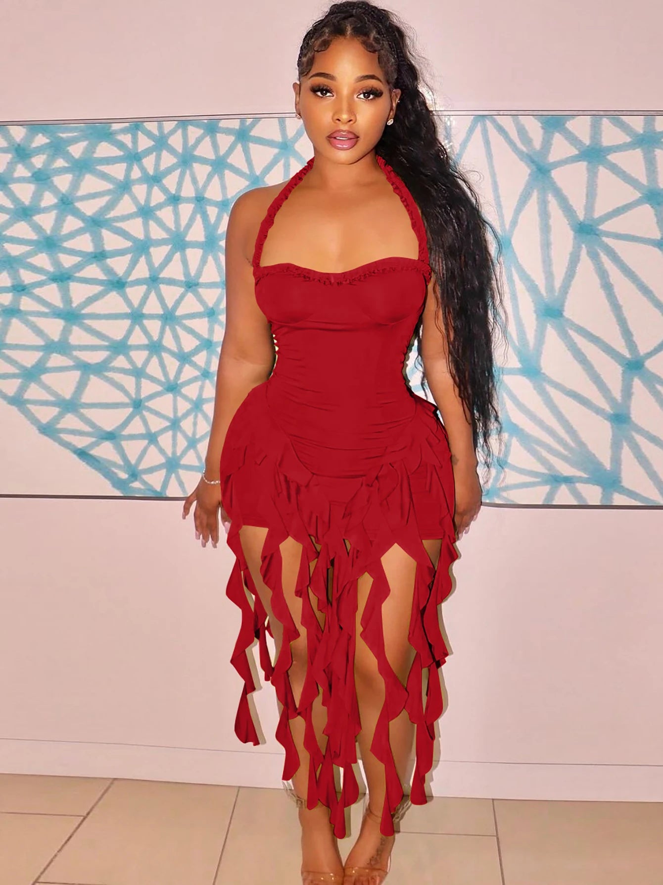 Strap Ruffle Dress